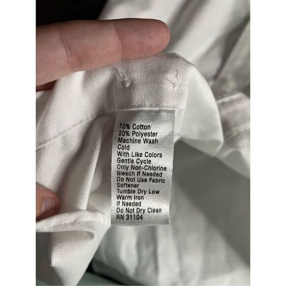 Saddlebred Easy Care Oxford White Mens Button Up Long Sleeve Size 17.5 Neck - Picture 5 of 7